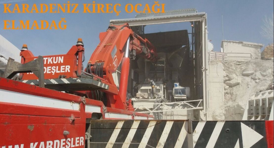 Karadeniz kireçte 75 tonluk vinçle makina montajı