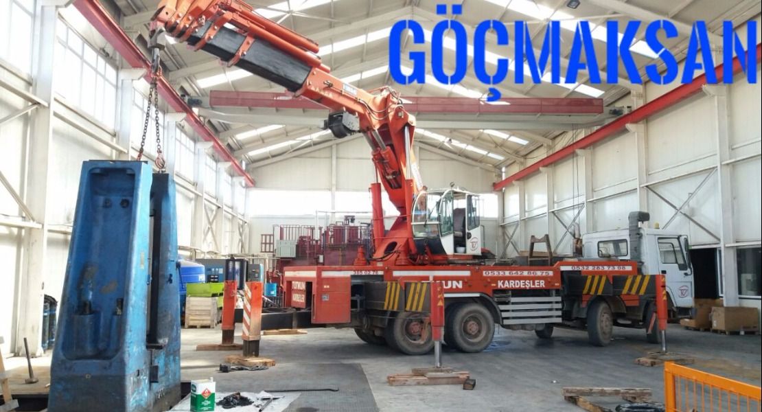 Göçmaksan ltd şti firmasında 60 Tonluk hiyap vinçle fabrikada makina montajı