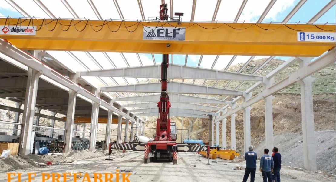 Elf ltd şti firmasında fabrikada 15 ton ağırlığın 85 Tonluk hiyap vinçle tavan vinc montajı